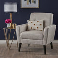 Upholstered Button-Tufted Club Chair with Birch Wood Legs