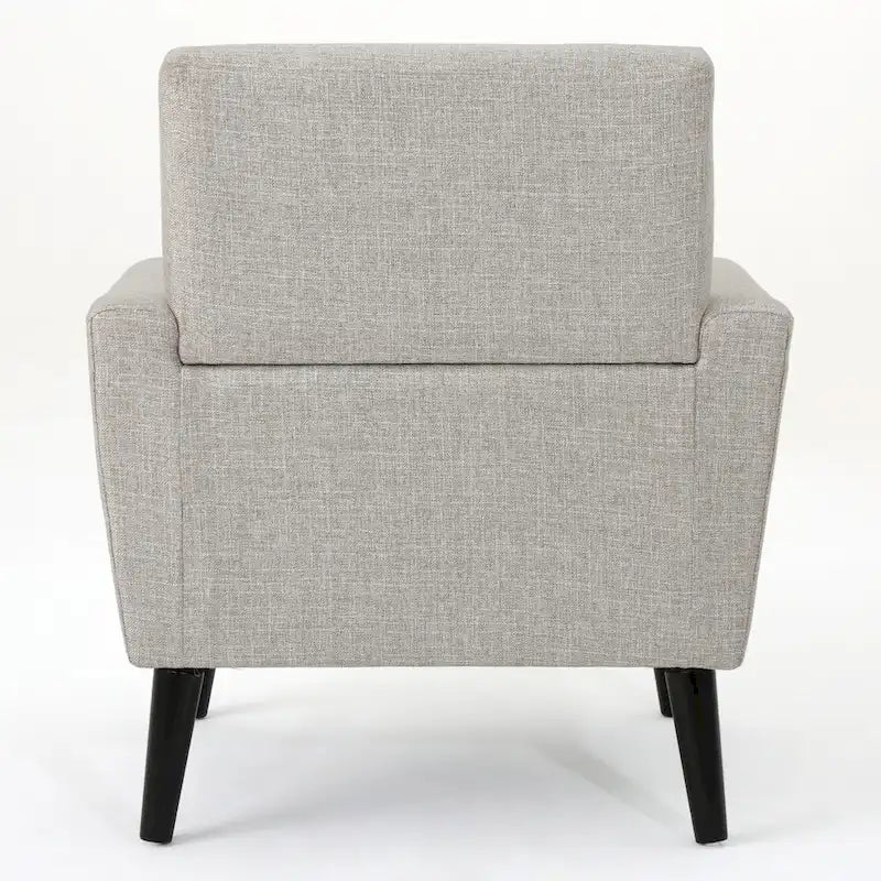 Upholstered Button-Tufted Club Chair with Birch Wood Legs