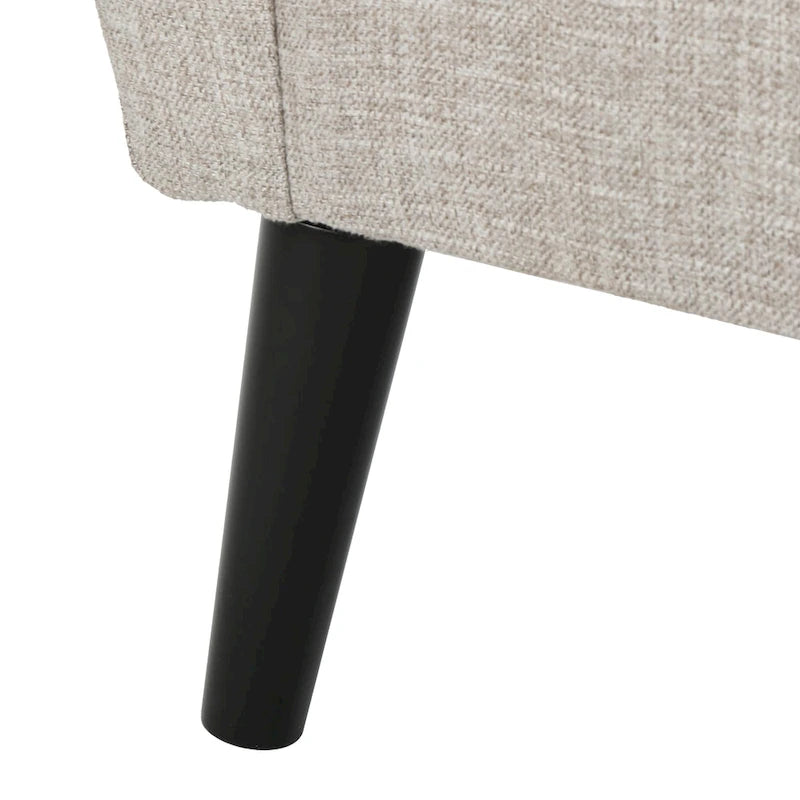 Upholstered Button-Tufted Club Chair with Birch Wood Legs