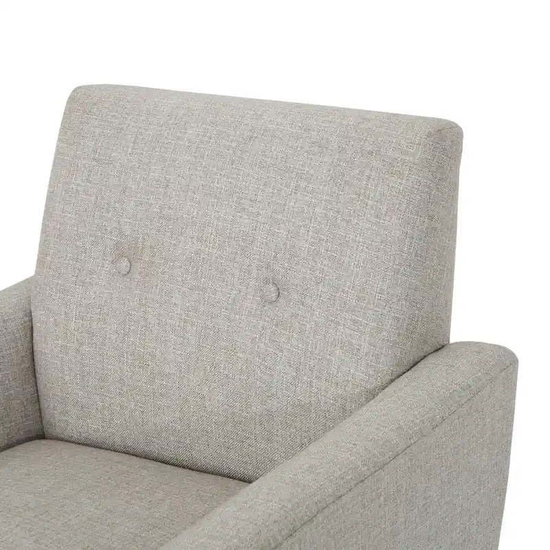 Upholstered Button-Tufted Club Chair with Birch Wood Legs