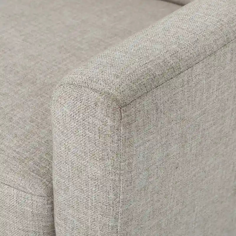Upholstered Button-Tufted Club Chair with Birch Wood Legs