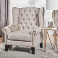 Tufted Fabric Wingback Accent Chair
