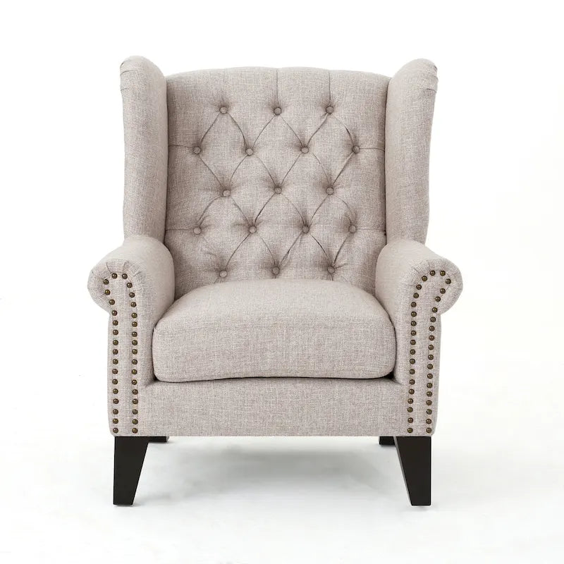 Tufted Fabric Wingback Accent Chair