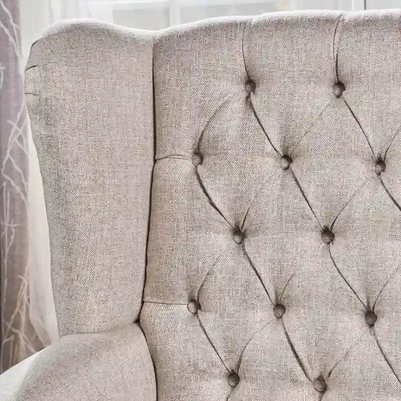 Tufted Fabric Wingback Accent Chair