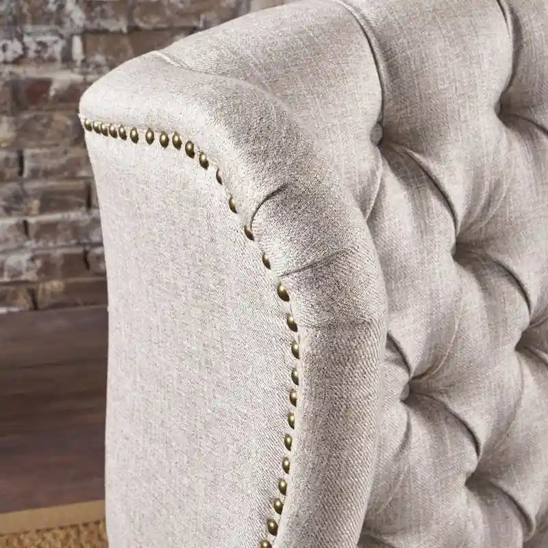 Tufted Fabric Wingback Accent Chair