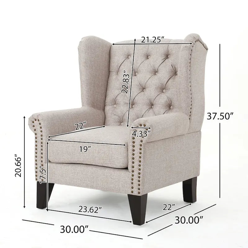 Tufted Fabric Wingback Accent Chair