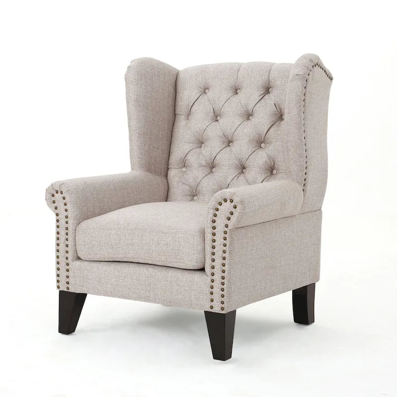 Tufted Fabric Wingback Accent Chair