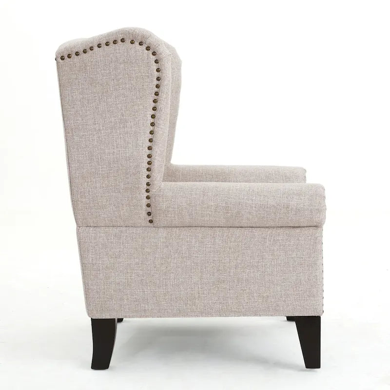 Tufted Fabric Wingback Accent Chair