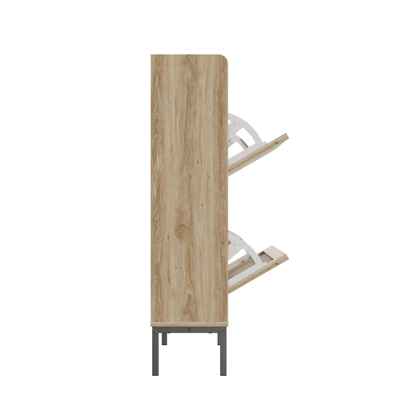 Two Flip-Door Shoe Storage Cabinet with Black Top