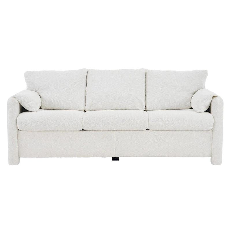 Ivory White 3-Seater Chenille Sofa with Deep Seat