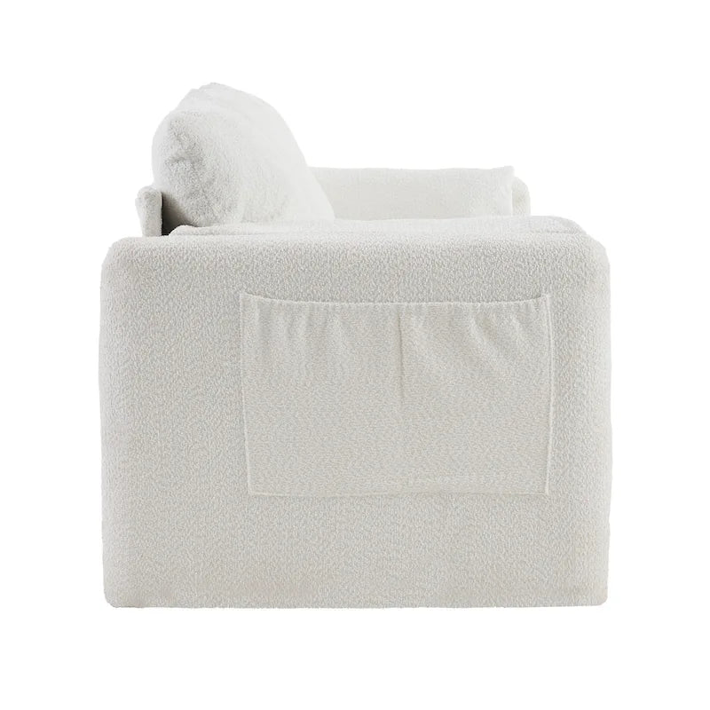 Ivory White 3-Seater Chenille Sofa with Deep Seat