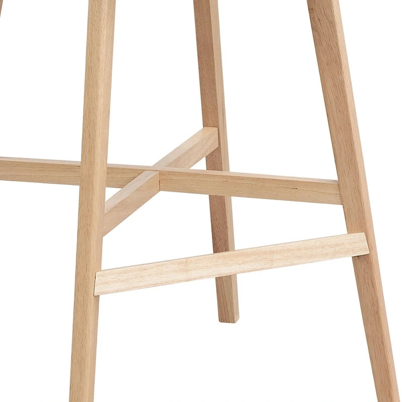 Set of 2 Upholstered Bar Stools with Backs and Solid Wood Frames