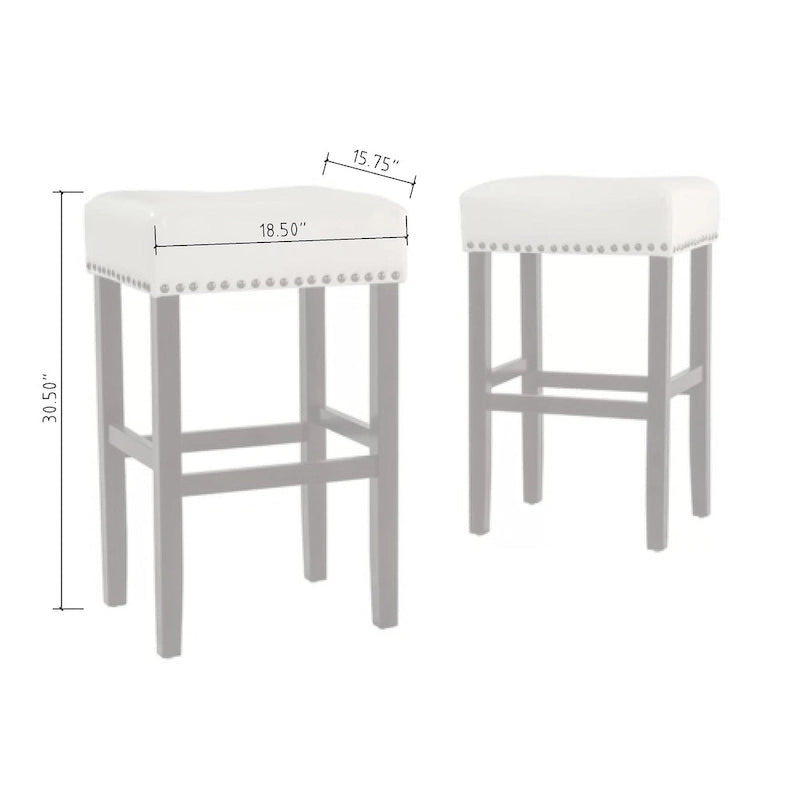 Ivory Backless Upholstered Bar Stools, Set of 2 with Hardwood Frame