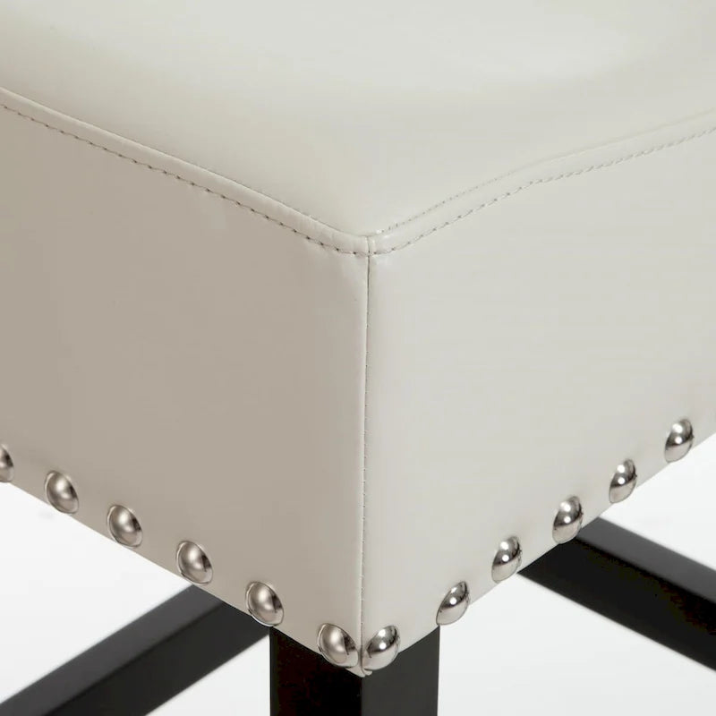Ivory Backless Upholstered Bar Stools, Set of 2 with Hardwood Frame