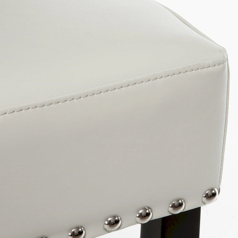 Ivory Backless Upholstered Bar Stools, Set of 2 with Hardwood Frame