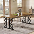 71-Inch Farmhouse Dining Table for 6 with Metal Frame