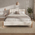 Upholstered Bed Frame with Wooden Legs