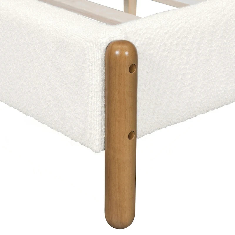 Upholstered Bed Frame with Wooden Legs