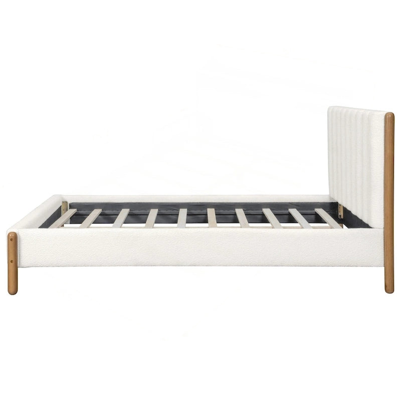 Upholstered Bed Frame with Wooden Legs