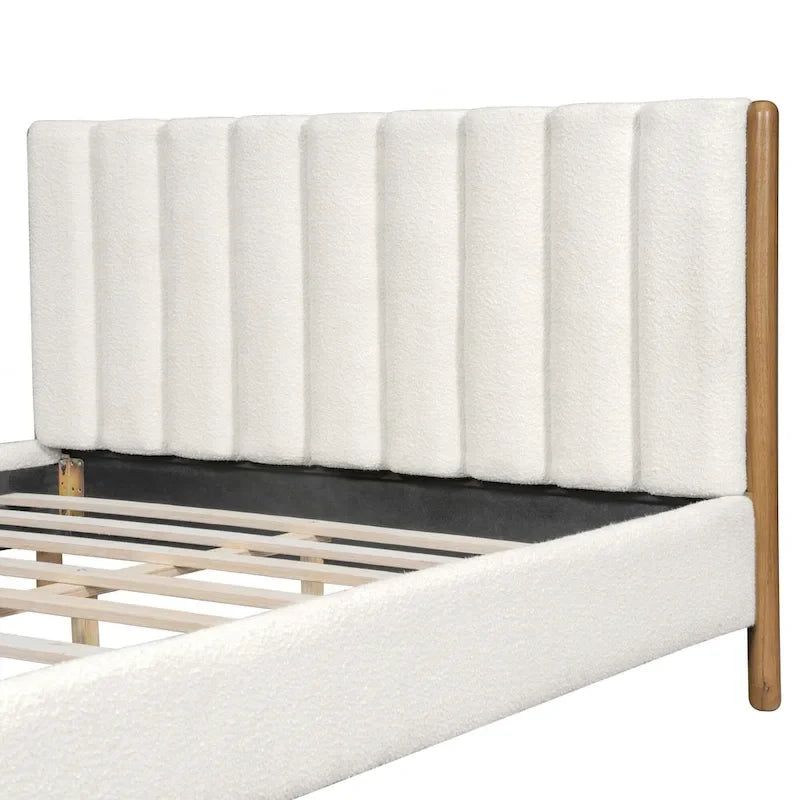 Upholstered Bed Frame with Wooden Legs
