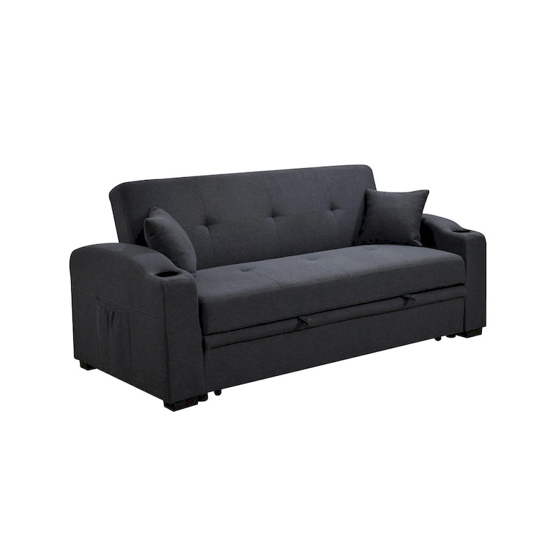 75-Inch 3-in-1 Convertible Sleeper Sofa with Pull-Out Bed, Adjustable Backrest and Cup Holders