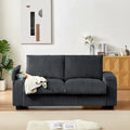 Dark Grey Corduroy Loveseat with Armrest Storage and USB Port