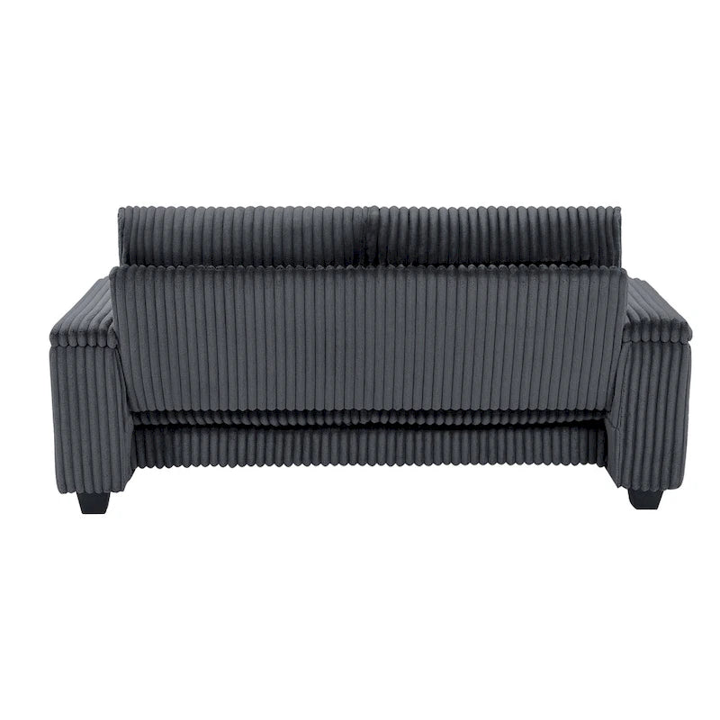 Dark Grey Corduroy Loveseat with Armrest Storage and USB Port