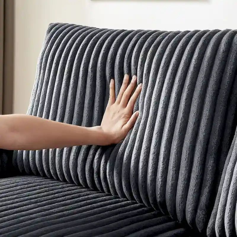 Dark Grey Corduroy Loveseat with Armrest Storage and USB Port