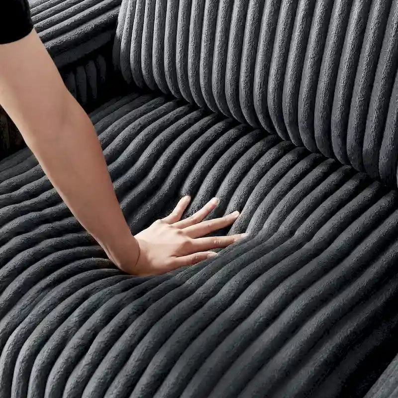 Dark Grey Corduroy Loveseat with Armrest Storage and USB Port