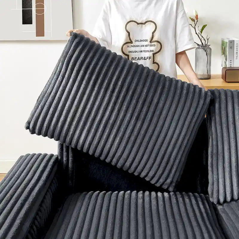 Dark Grey Corduroy Loveseat with Armrest Storage and USB Port