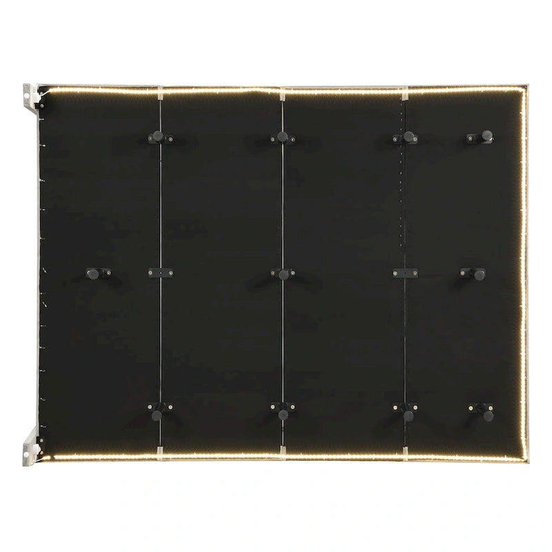 Queen Velvet Upholstered Floating Platform Bed with Motion Sensor Light