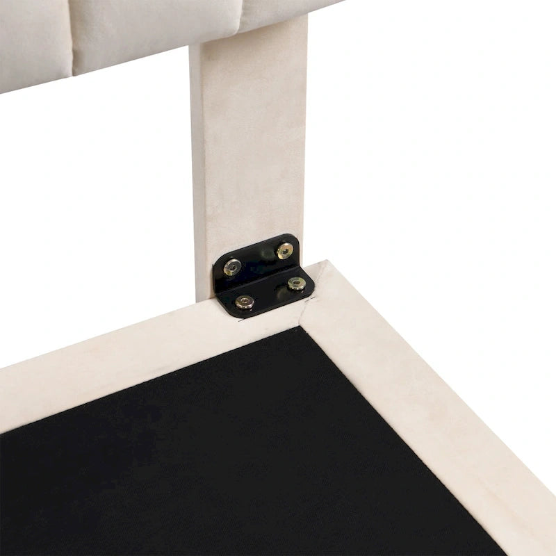 Queen Velvet Upholstered Floating Platform Bed with Motion Sensor Light