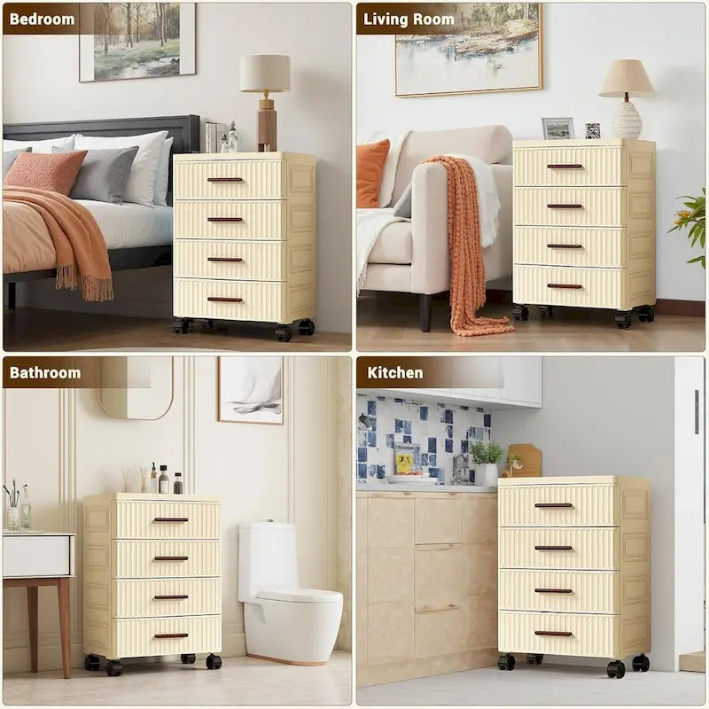 4 or 5 Drawer Plastic Storage Cabinet with Wheels