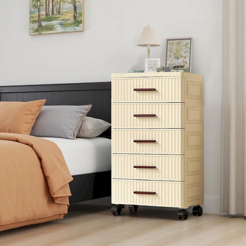 4 or 5 Drawer Plastic Storage Cabinet with Wheels
