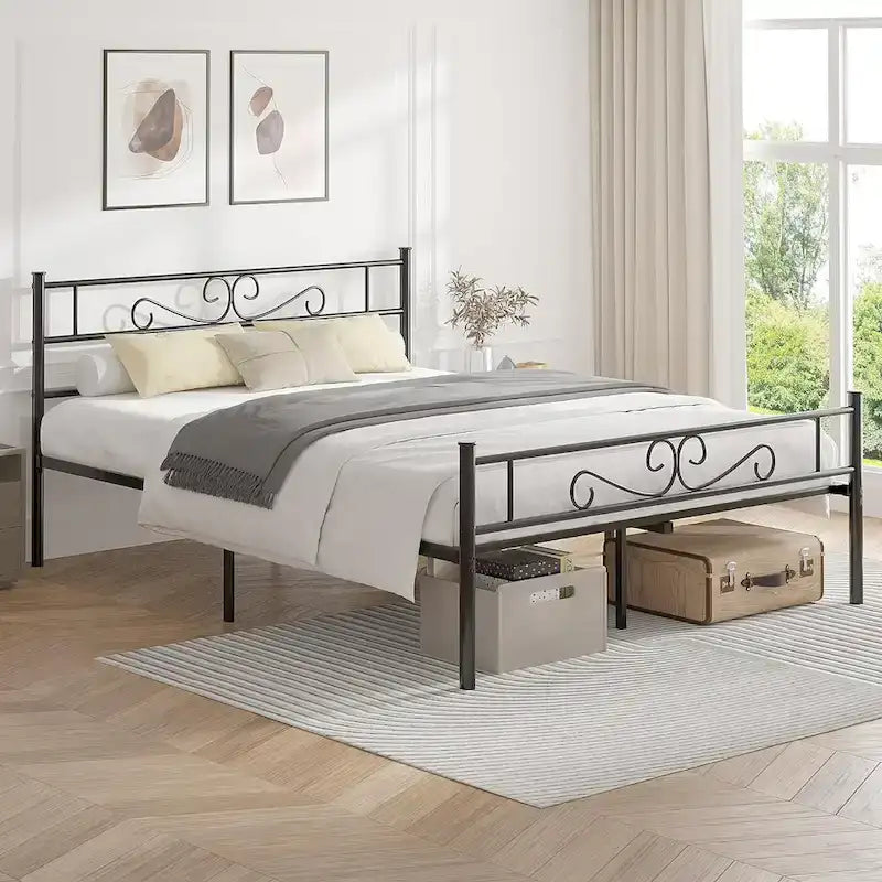 Metal Platform Bed Frame with Headboard & Footboard - Twin, Full, Queen