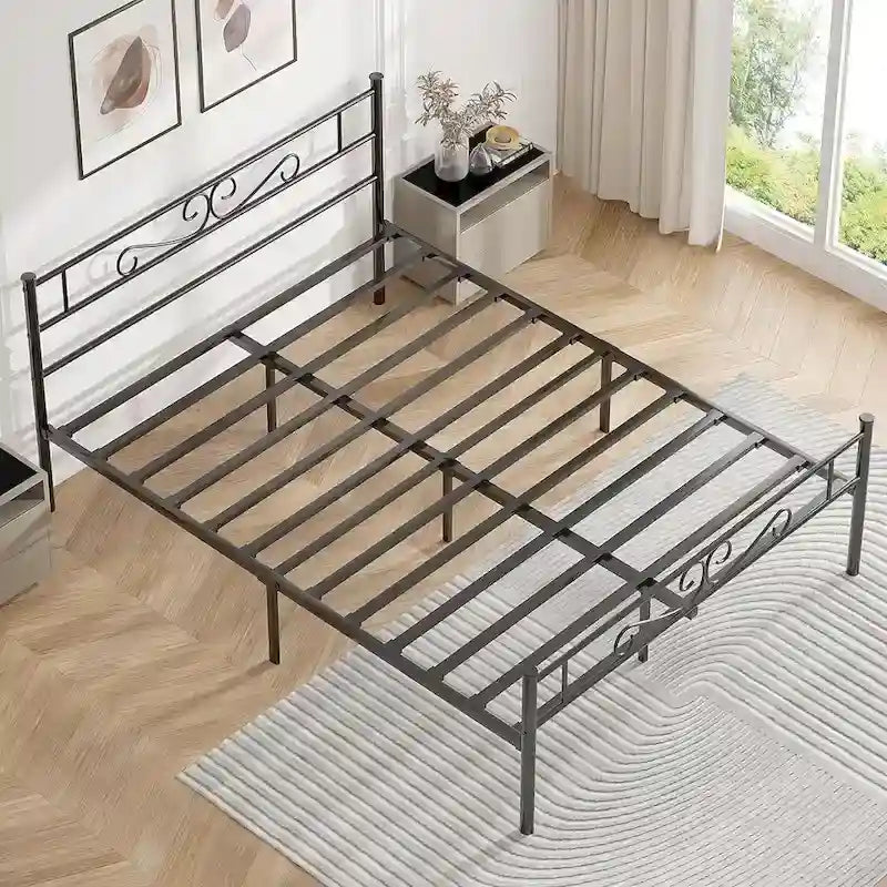 Metal Platform Bed Frame with Headboard & Footboard - Twin, Full, Queen