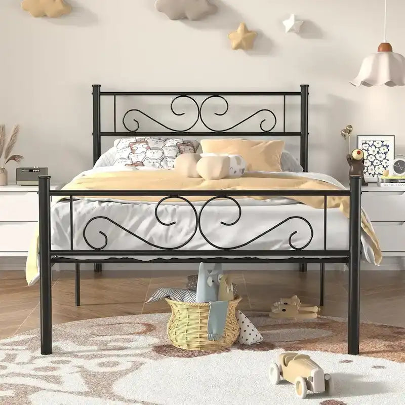 Metal Platform Bed Frame with Headboard & Footboard - Twin, Full, Queen