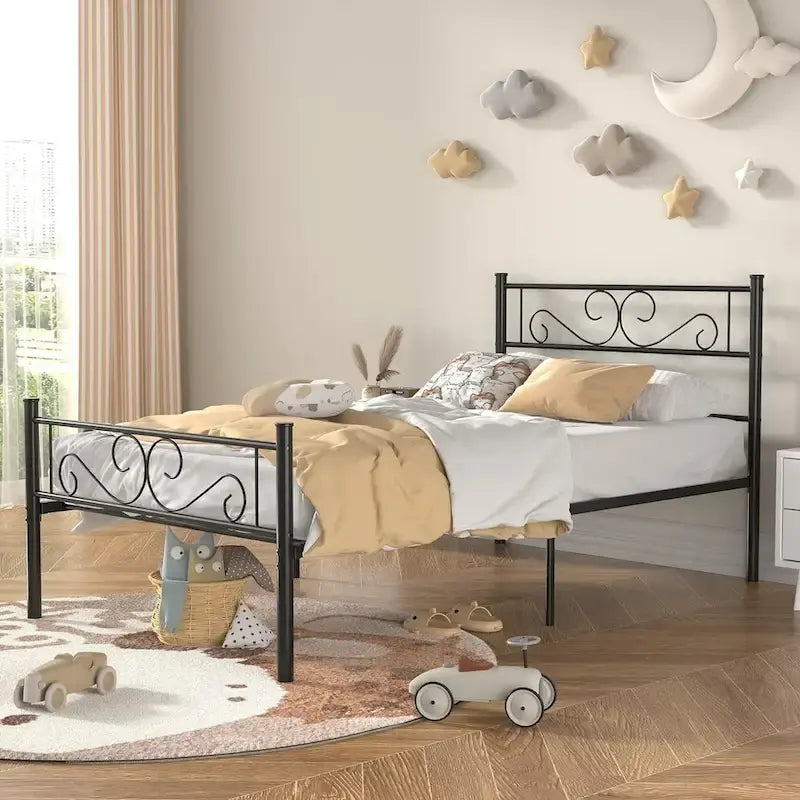 Metal Platform Bed Frame with Headboard & Footboard - Twin, Full, Queen