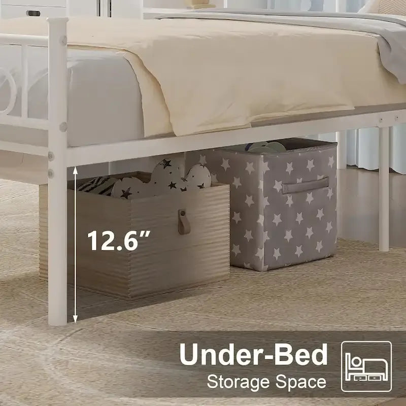 Metal Platform Bed Frame with Headboard & Footboard - Twin, Full, Queen