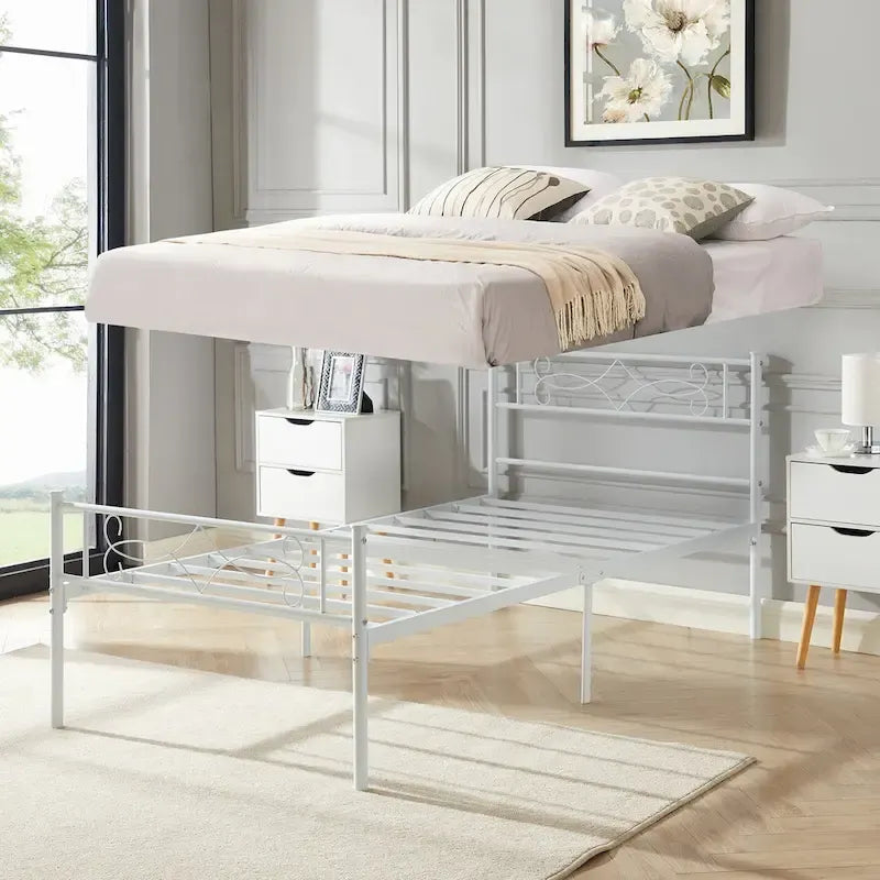 Metal Platform Bed Frame with Headboard & Footboard - Twin, Full, Queen