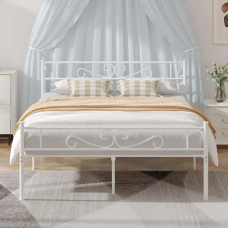 Metal Platform Bed Frame with Headboard & Footboard - Twin, Full, Queen