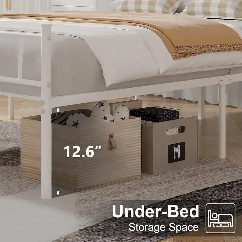 Metal Platform Bed Frame with Headboard & Footboard - Twin, Full, Queen