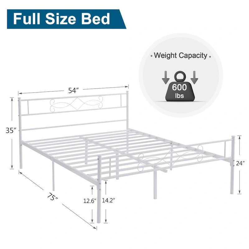 Metal Platform Bed Frame with Headboard & Footboard - Twin, Full, Queen