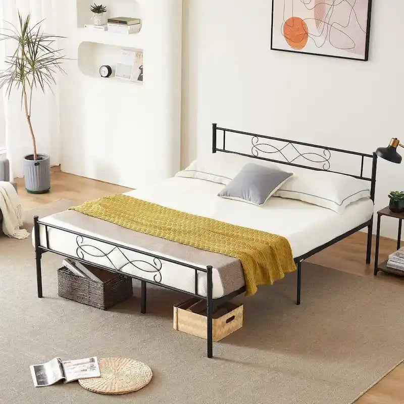 Metal Platform Bed Frame with Headboard & Footboard - Twin, Full, Queen