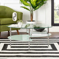 38-Inch Modern Oval Glass Coffee Table with Frosted Shelves