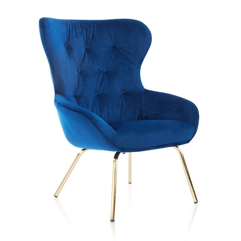 Mid-Century Modern Blue Upholstered Office Chair with Metal Legs