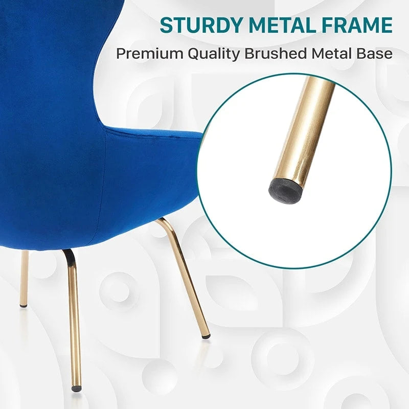 Mid-Century Modern Blue Upholstered Office Chair with Metal Legs