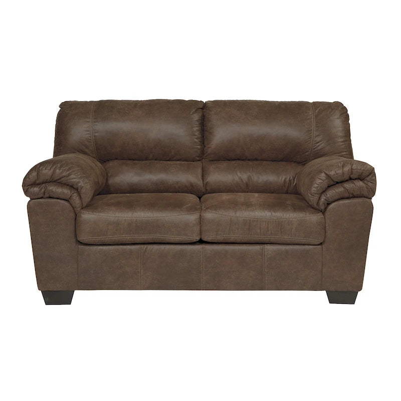 Leather-Look Fabric Loveseat