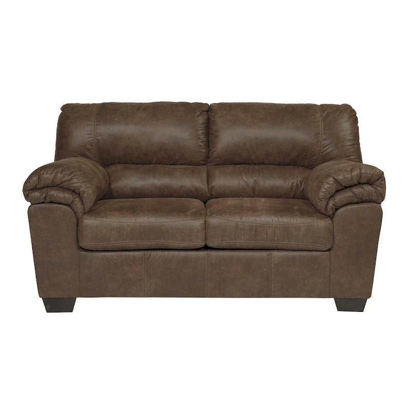 Leather-Look Fabric Loveseat