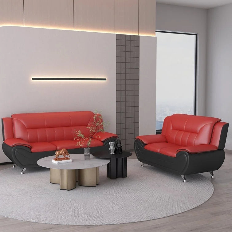 Faux Leather Upholstered 2-Piece Living Room Set